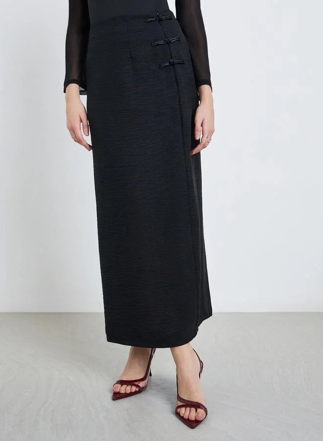 Women Black Straight Fit Maxi Skirt